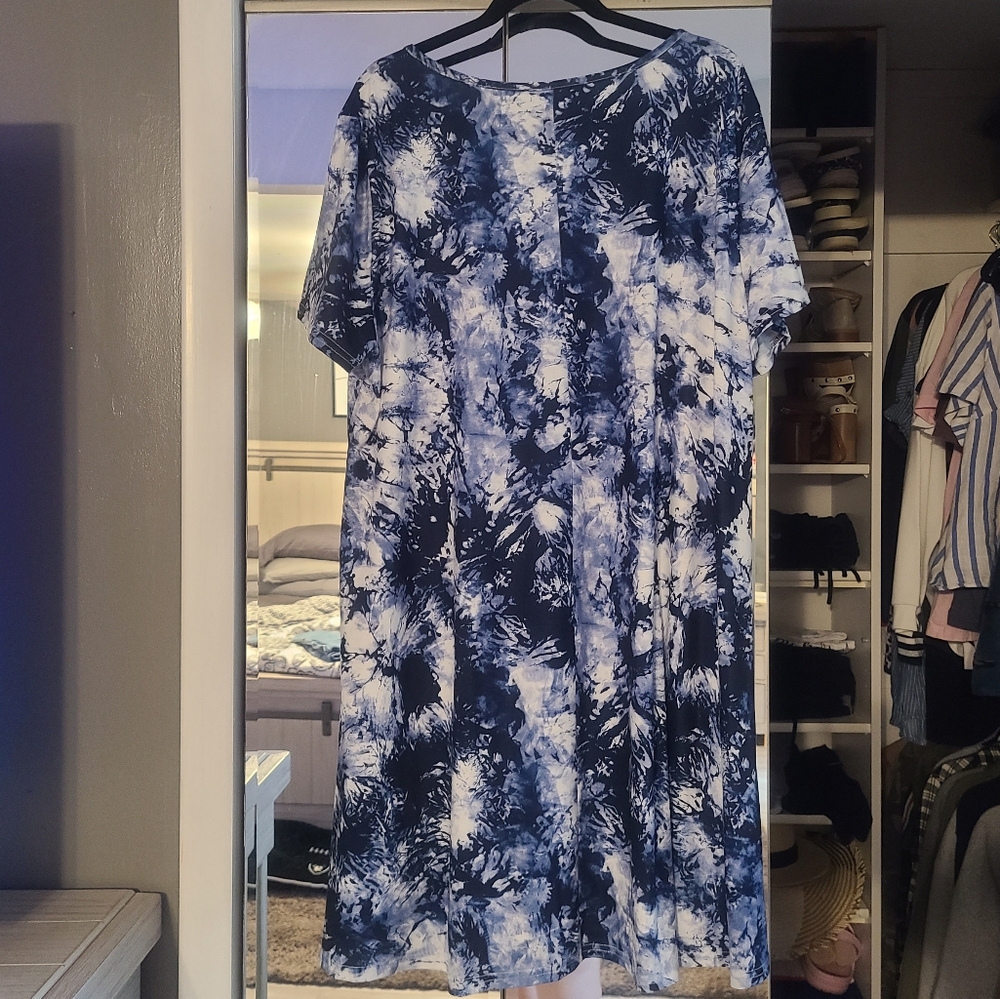 Relaxed T-shirt Floral Flowy Sundress with Pockets - Picture 6 of 7